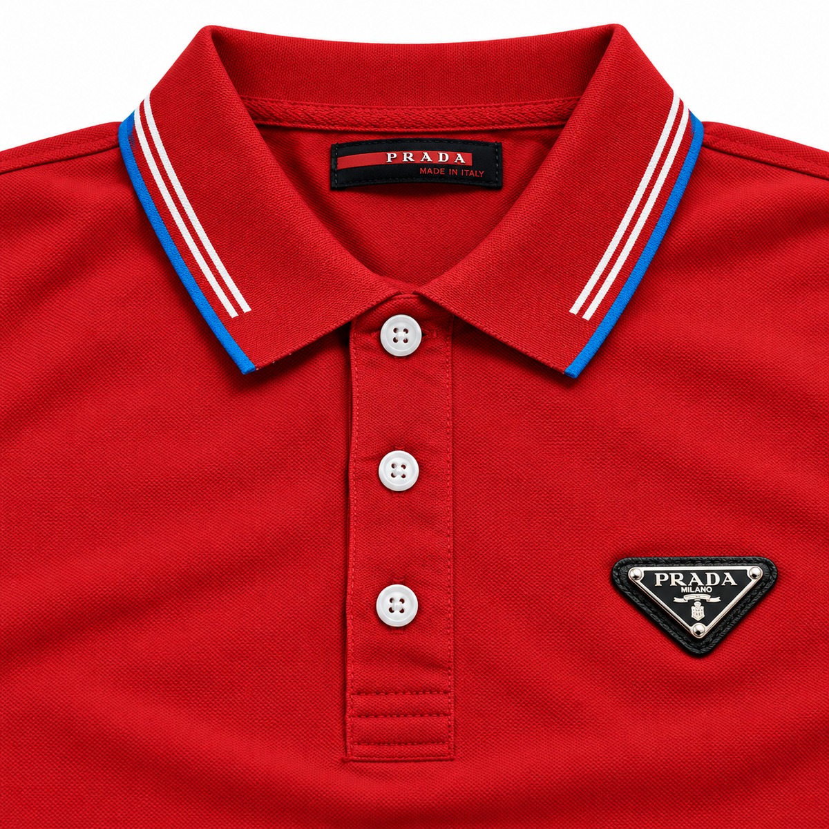 🔴 Polo rojo con logo Prada