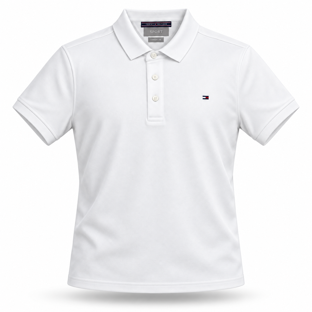 Polo Tommy Hilfiger Sport blanco con logo en el pecho