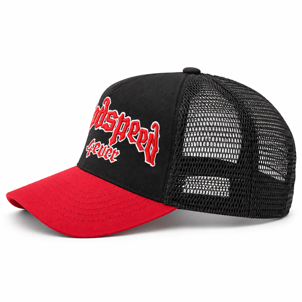 Gorra Trucker Godspeed 4ever Negra y Roja