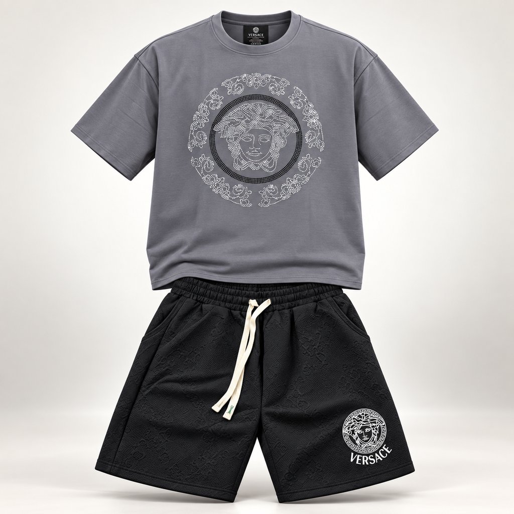 🔥 Conjunto Medusa Crystal Gris y Negro