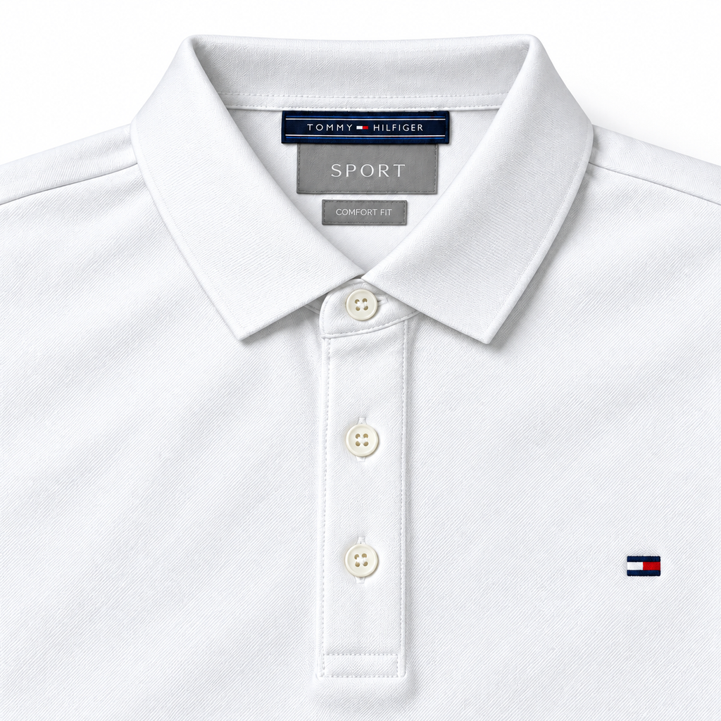 Polo Tommy Hilfiger Sport blanco con logo en el pecho