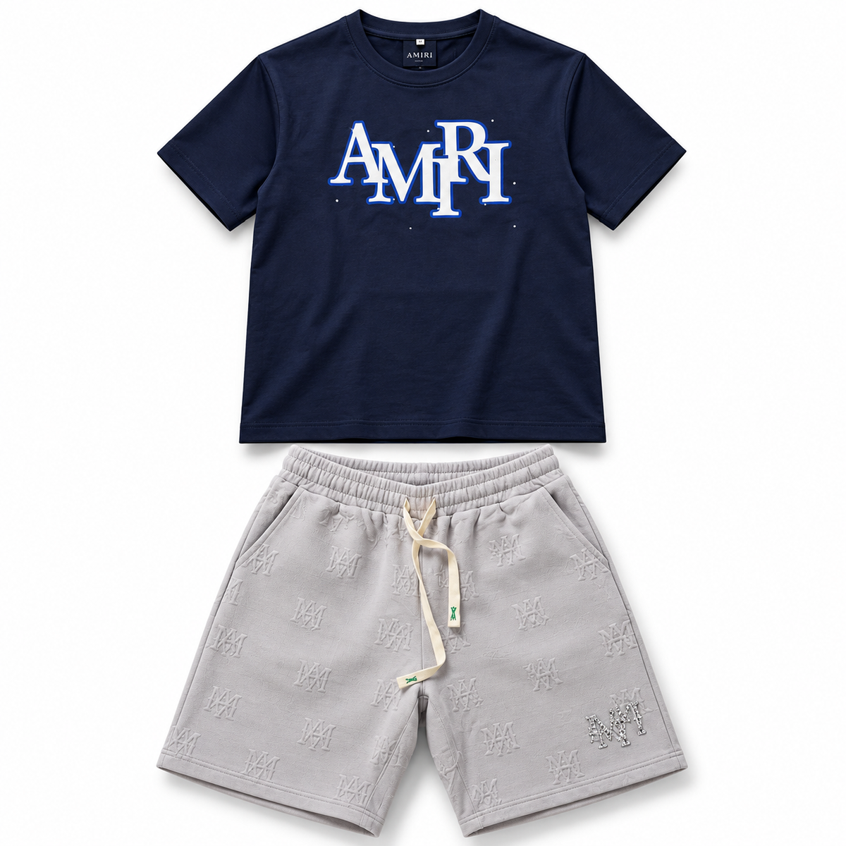 Conjunto AMIRI azul marino y gris claro