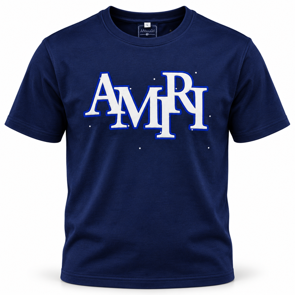 Conjunto AMIRI azul marino y gris claro