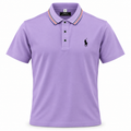 Polo Ralph Lauren lila con cuello a rayas