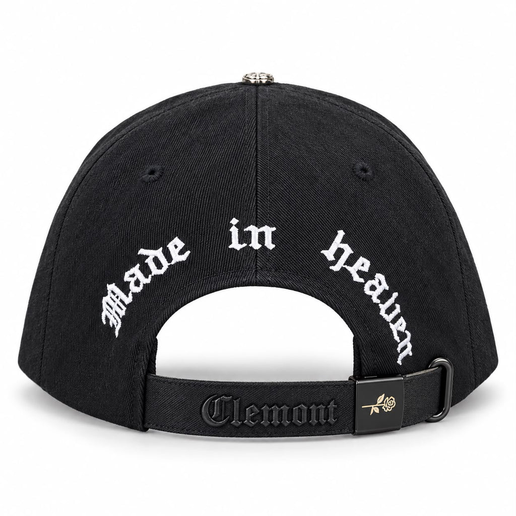🧢 Gorra Clemont “Made in Heaven” – Negra con Rosa Bordada