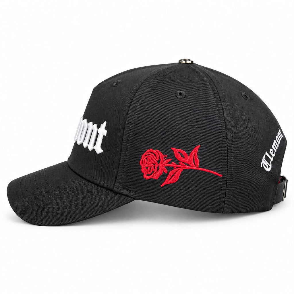 🧢 Gorra Clemont “Made in Heaven” – Negra con Rosa Bordada