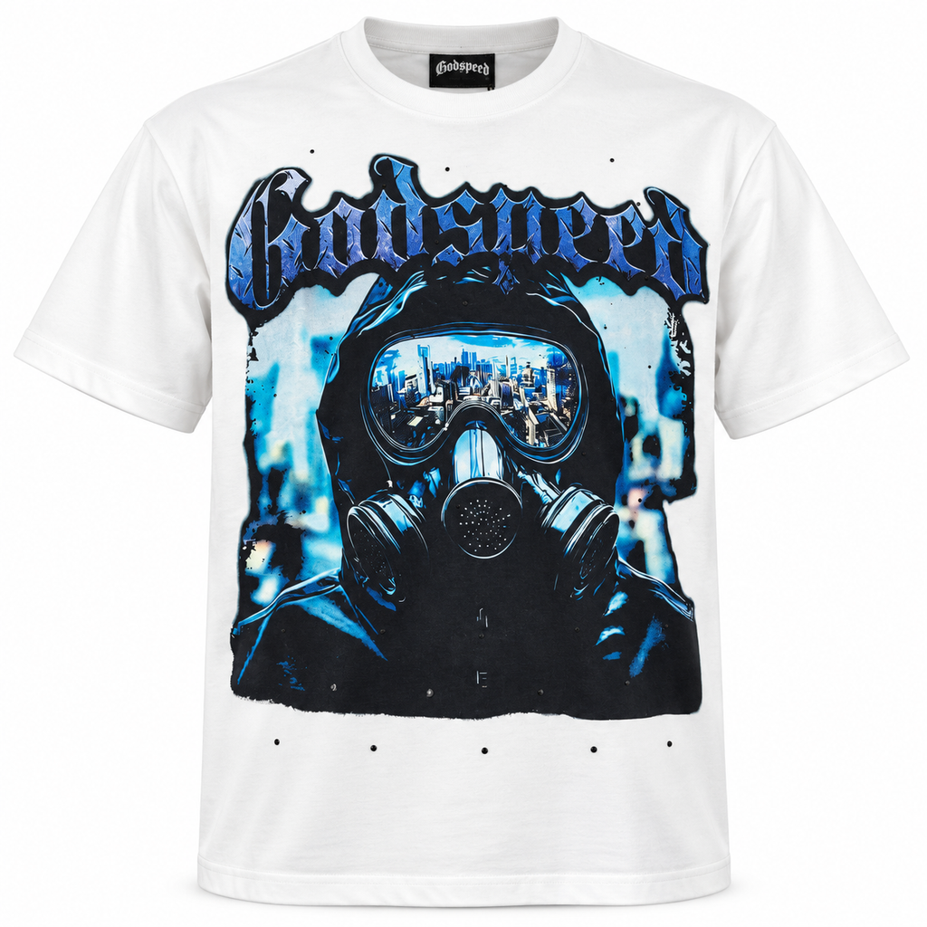 🤍 Camiseta Godspeed Gas Mask – Blanca