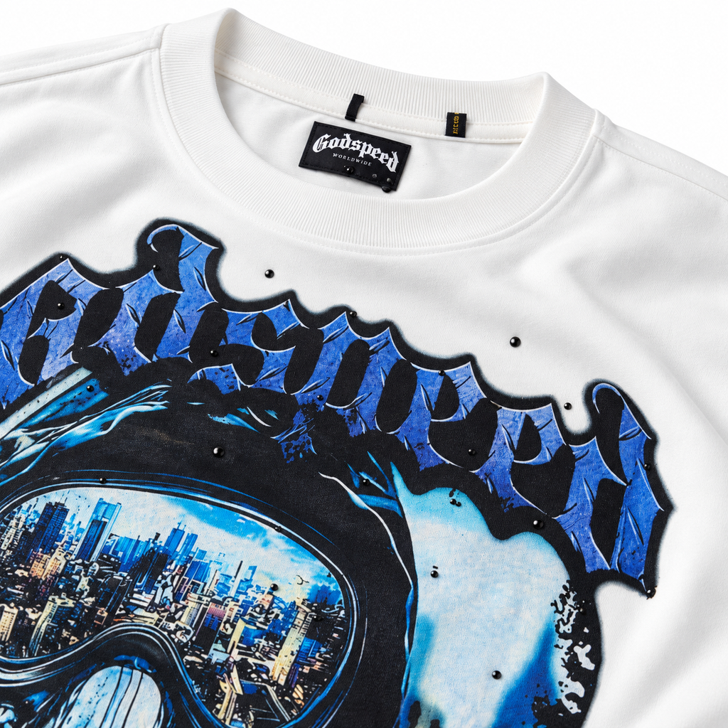 🤍 Camiseta Godspeed Gas Mask – Blanca