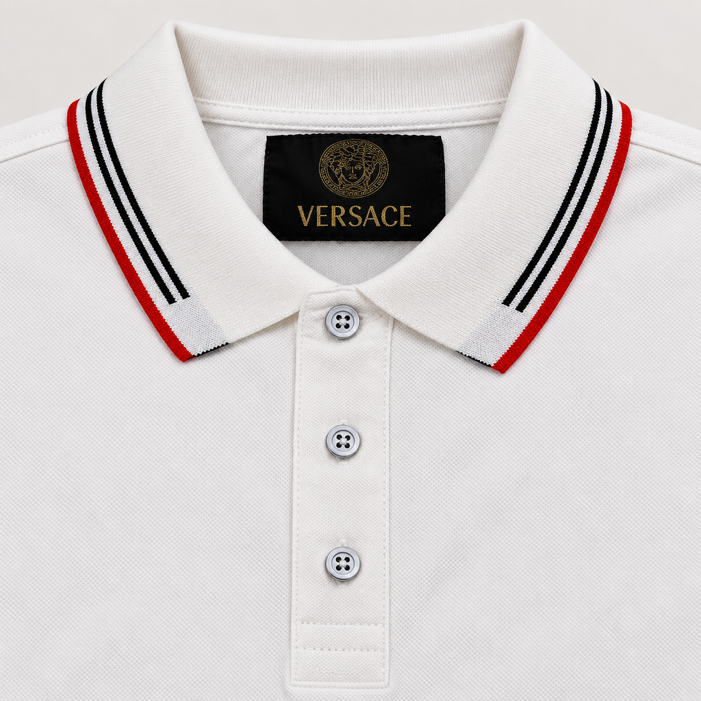Polo Versace Blanco con Medallón Dorado