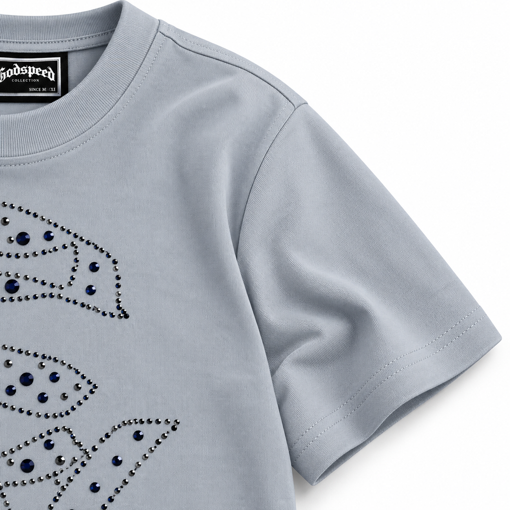 🩶 Camiseta Godspeed Vertical – Gris Claro